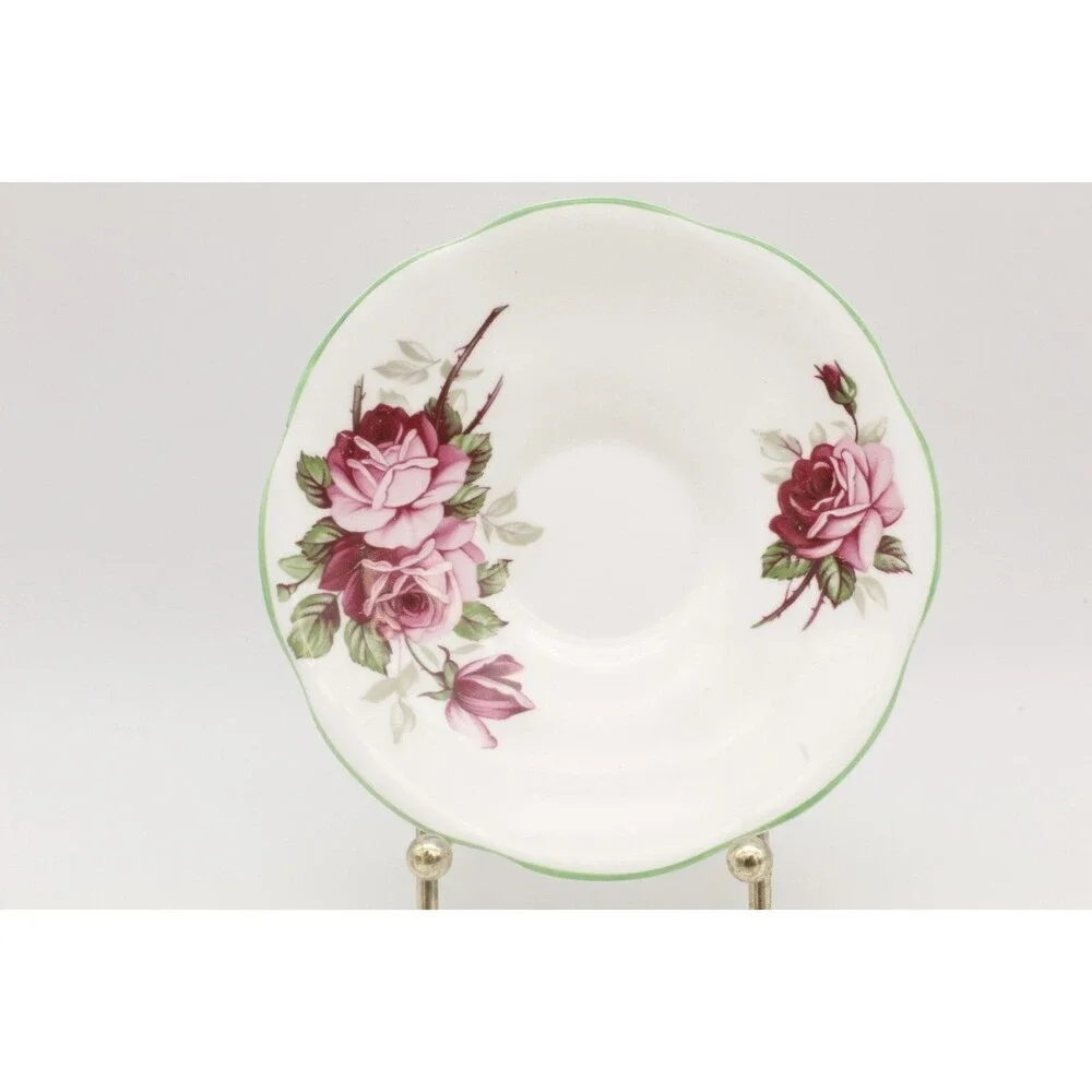 Roses Tea Cup and Saucer Set England Pink Shabby VTG Crownford Fine Bone China
